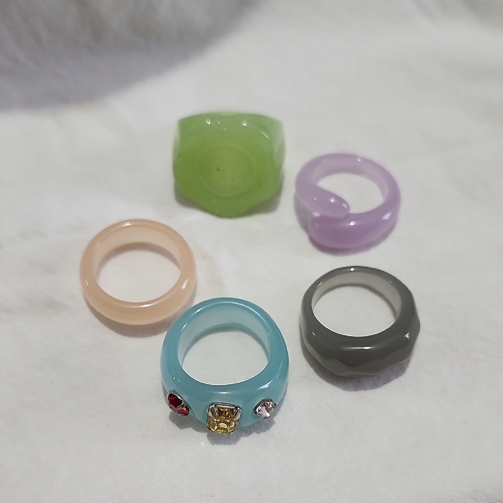 Colorful Resin Ring Set